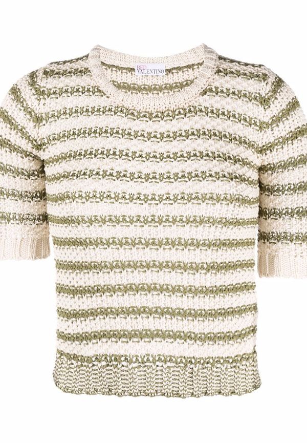 RED Valentino randig kortärmad tröja - Neutral