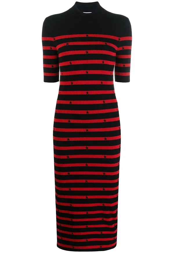 RED Valentino randig stickad klänning - Svart