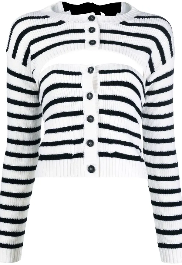 RED Valentino randig stickad kofta - Vit