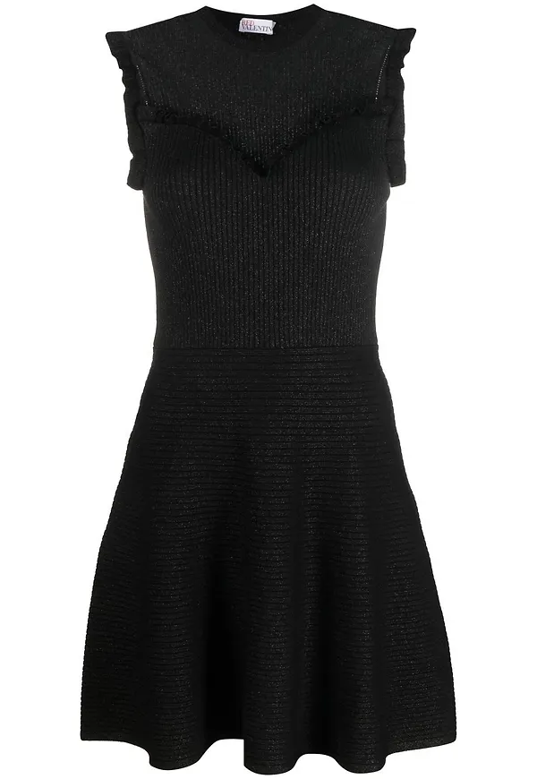 RED Valentino ribbstickad miniklänning - Svart