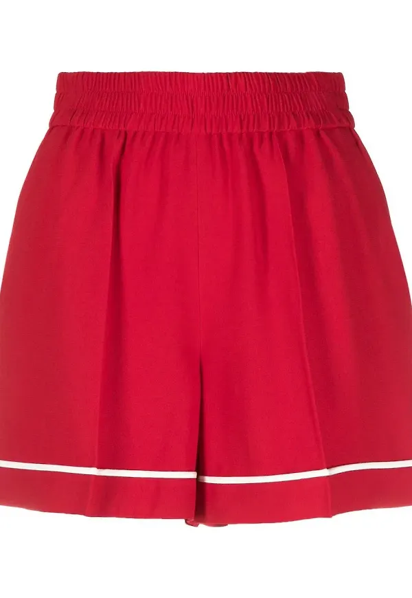 RED Valentino shorts med kontrastkant - Röd