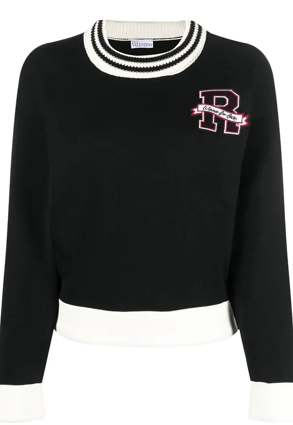 RED Valentino stickad tröja med logotypmärke - Svart