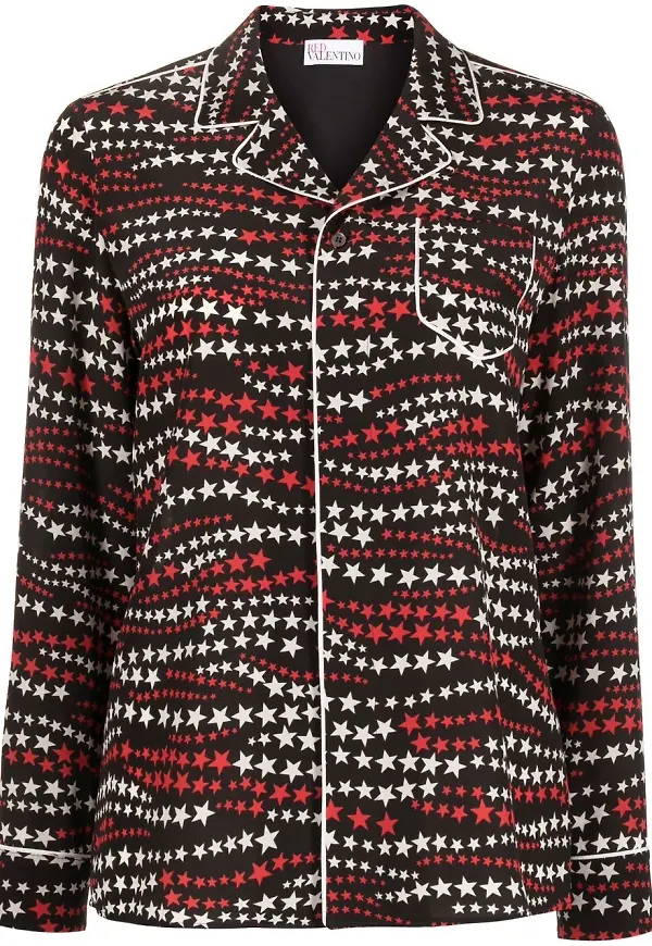RED Valentino stjärnmönstrad pyjamasskjorta - Svart