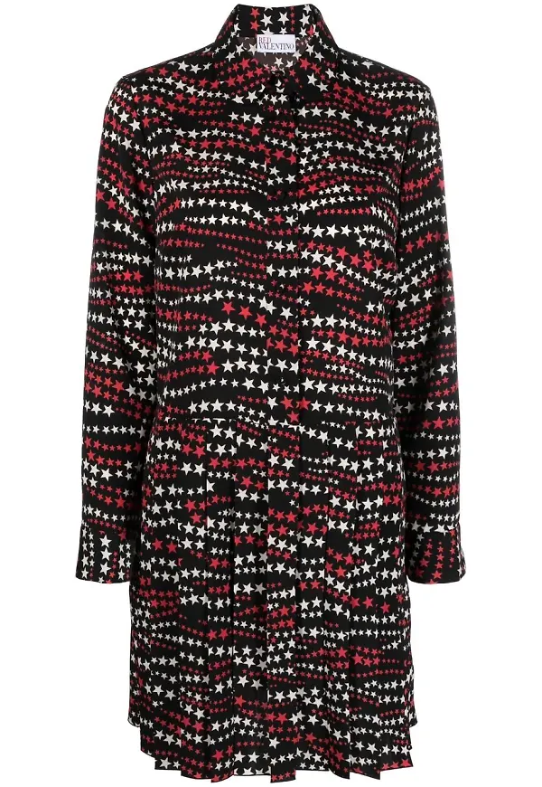 RED Valentino stjärnmönstrad skjortklänning - Svart