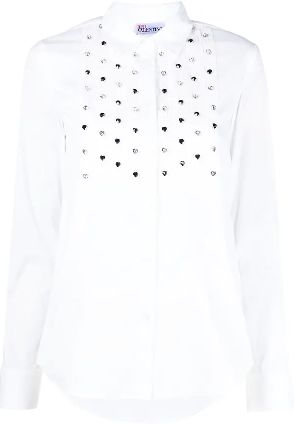 RED Valentino strassprydd skjorta - Vit