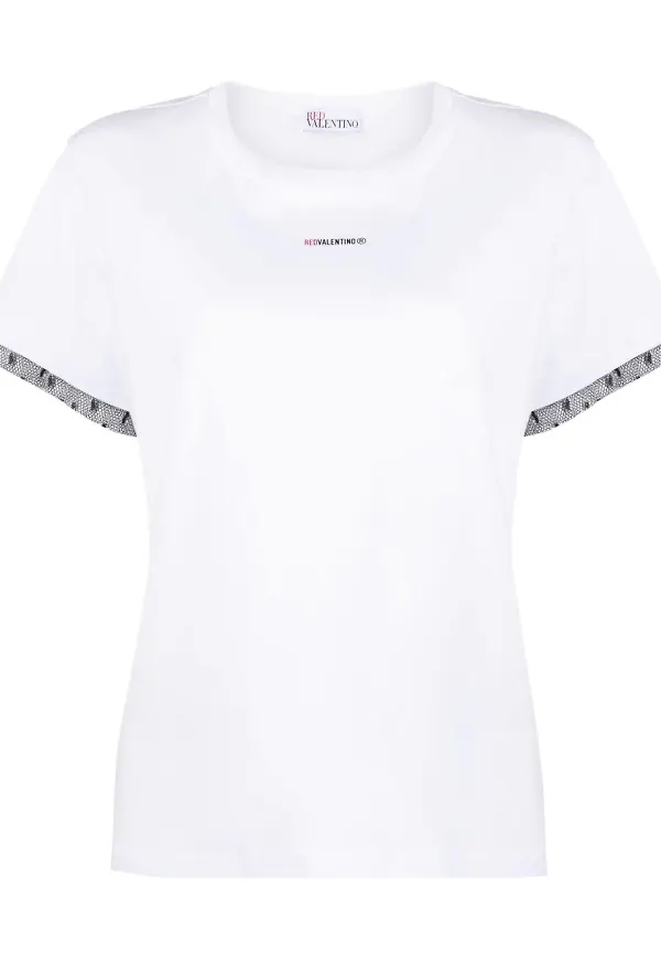 RED Valentino t-shirt i tyll - Vit