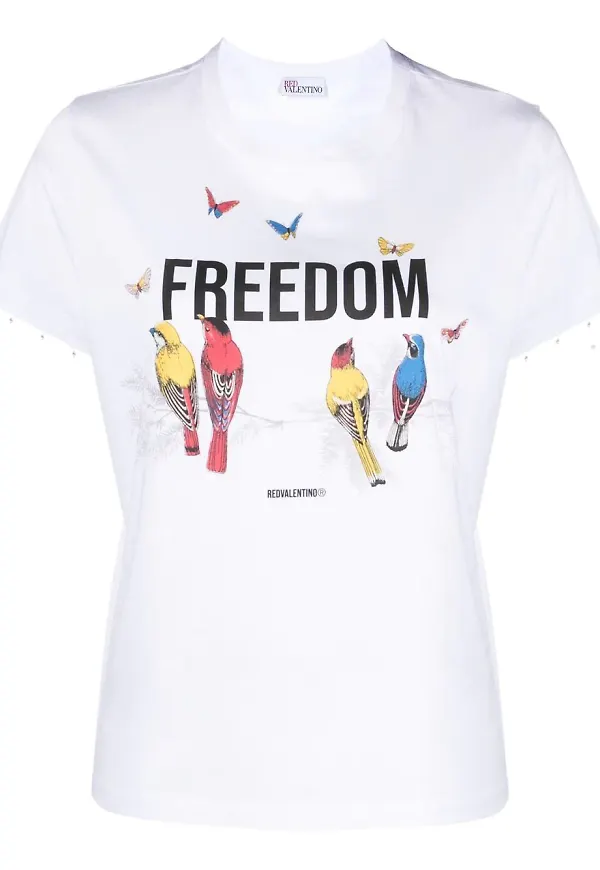 RED Valentino t-shirt med slogan - Vit