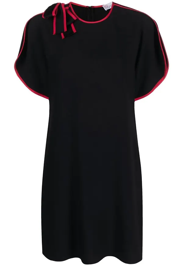 RED Valentino t-shirtklänning med rosettdetalj - Svart
