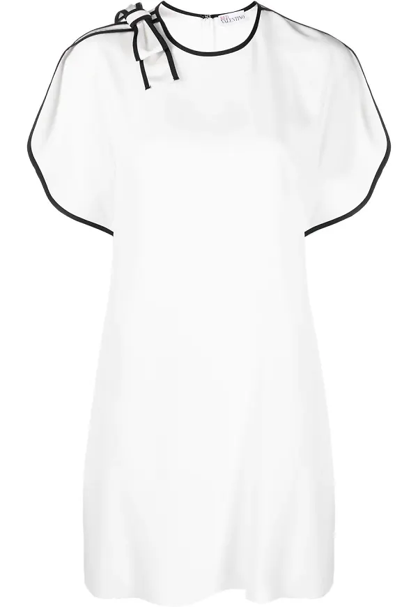 RED Valentino t-shirtklänning med rosettdetalj - Vit