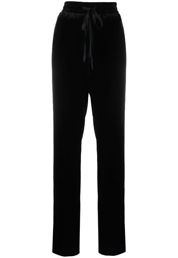RED Valentino trackpants i sammet med raka ben - Svart