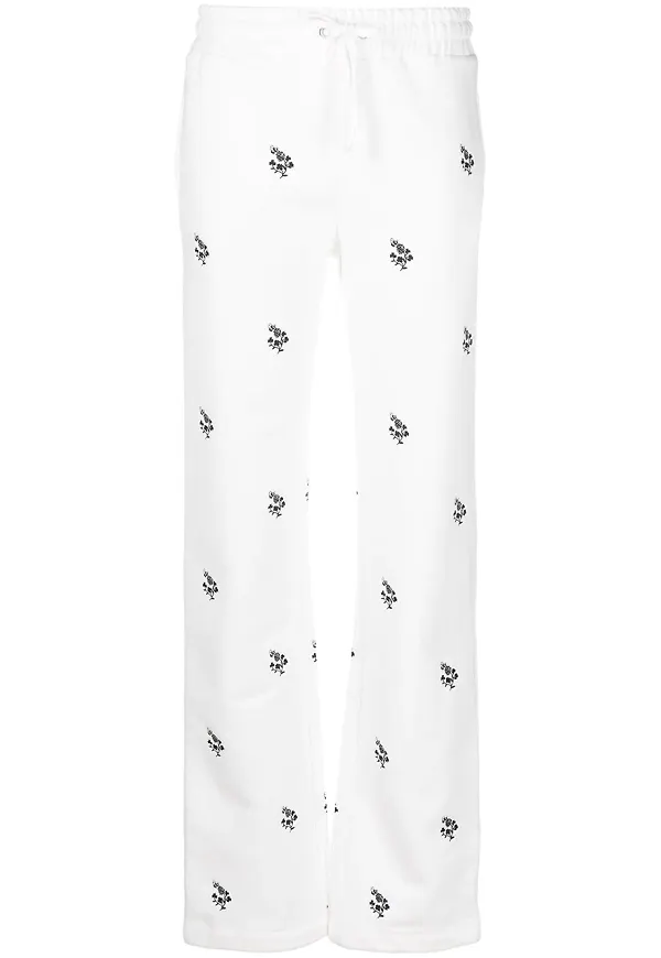 RED Valentino trackpants med blomsterbrodyr - Vit