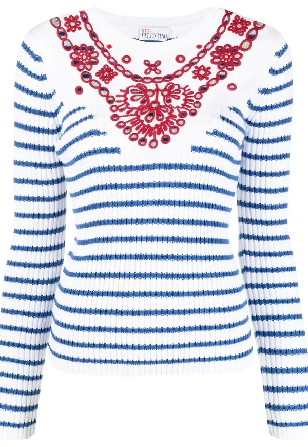 RED Valentino tröja med brodyr - Vit
