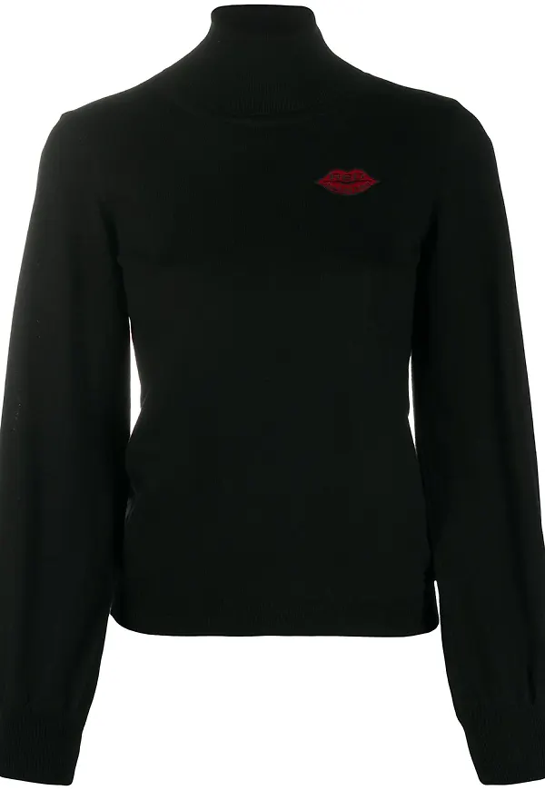 RED Valentino tröja med rullkrage och logotypmärke - Svart