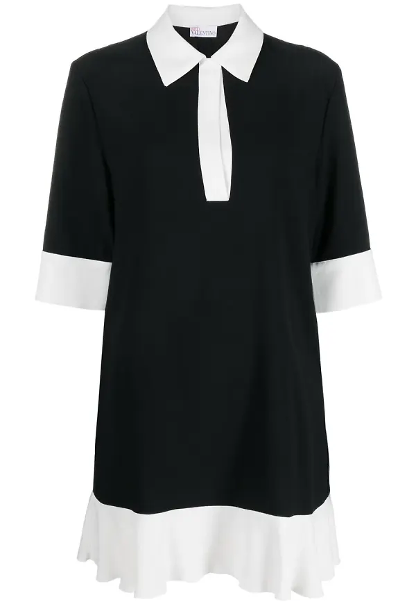 RED Valentino tvåfärgad skjortklänning - Svart