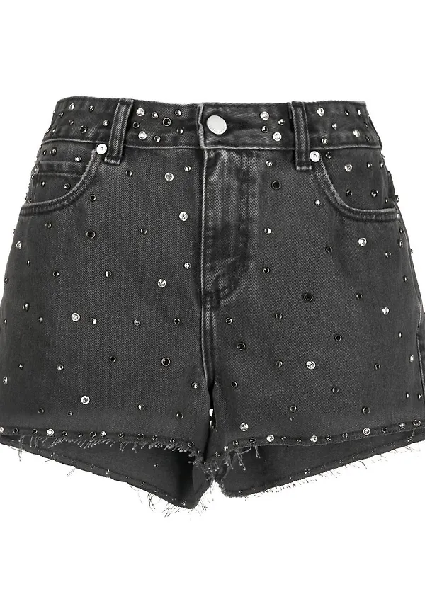 RED Valentino utsmyckade jeansshorts - Svart
