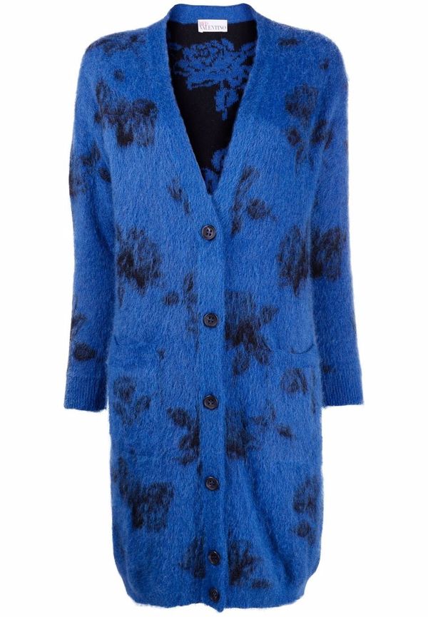 RED Valentino v-ringad kofta med knäppning - Blå