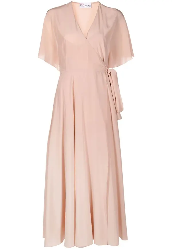 RED Valentino v-ringad omlottklänning - Rosa