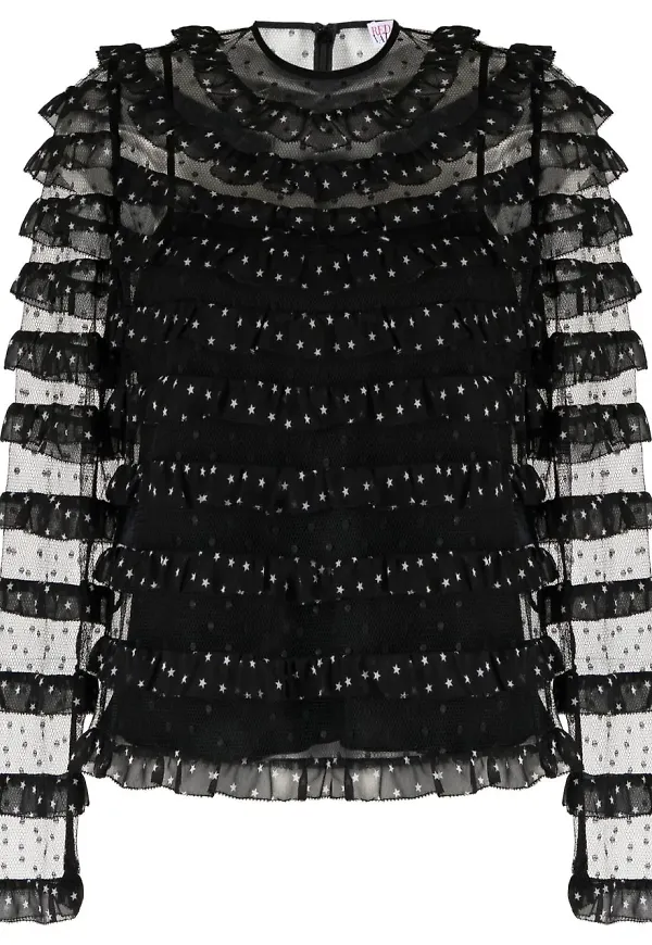 RED Valentino volangblus - Svart