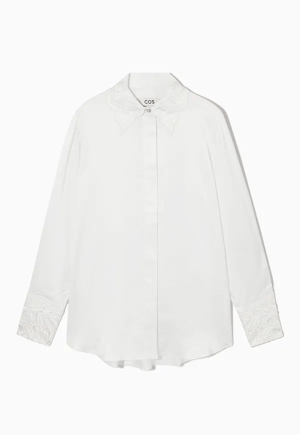 REGULAR-FIT EMBROIDERED-COLLAR SHIRT