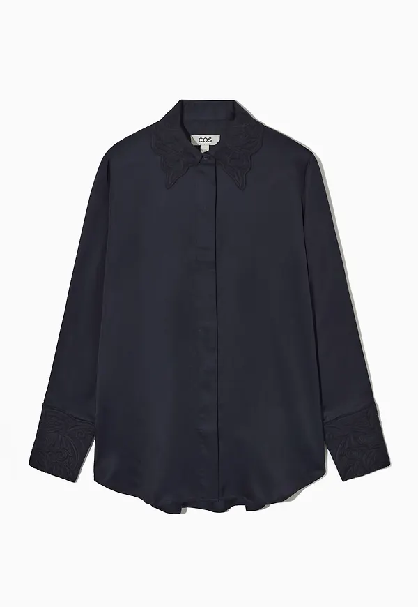 REGULAR-FIT EMBROIDERED-COLLAR SHIRT