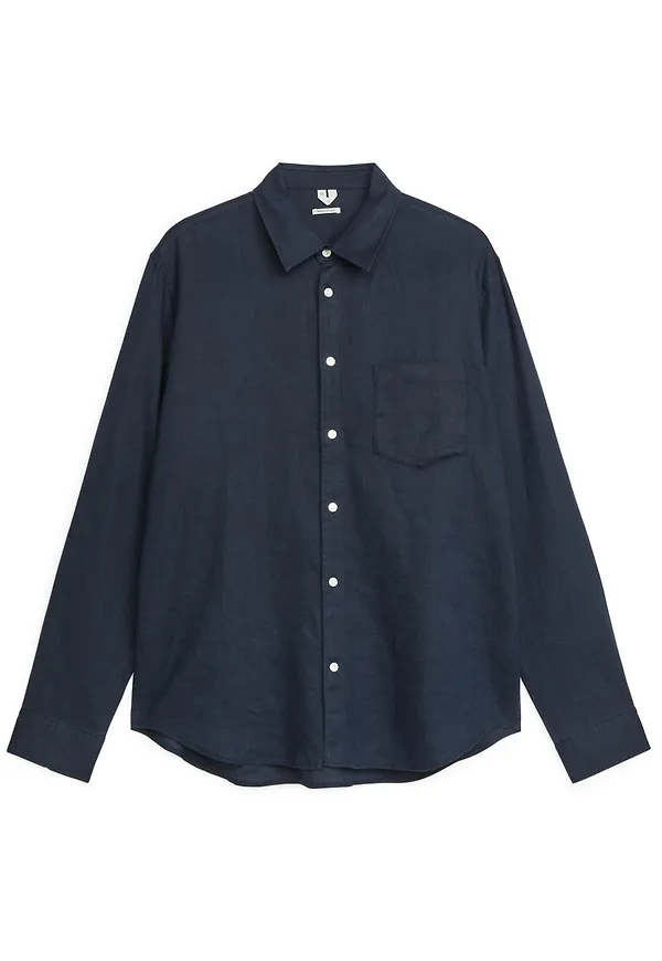 Regular-Fit Linen Shirt - Blue