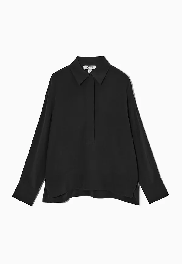 REGULAR-FIT SILK HALF-PLACKET SHIRT