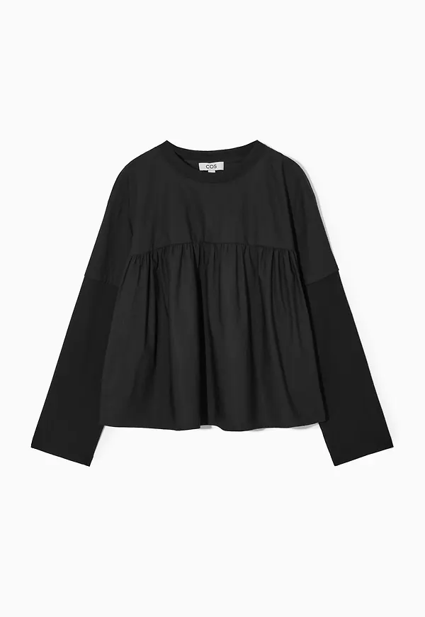 REGULAR-FIT SMOCKED LAYERED TOP