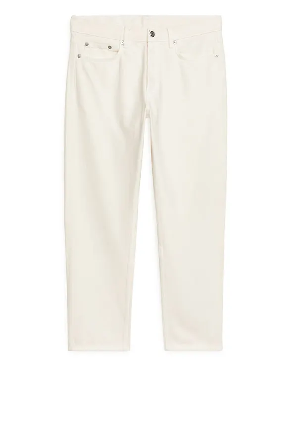 REGULAR Cropped Non-Stretch Jeans - Beige