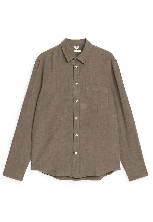 Regular-Fit Linen Shirt - Beige