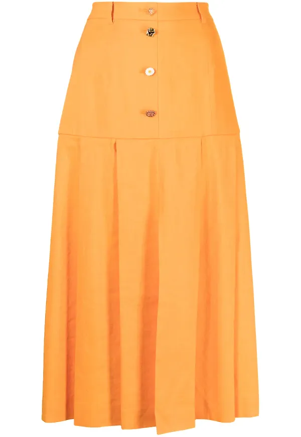 Rejina Pyo midikjol med knappdetalj - Orange