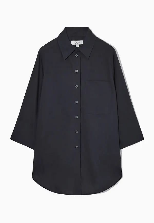 RELAXED-FIT CROPPED-SLEEVE SHIRT