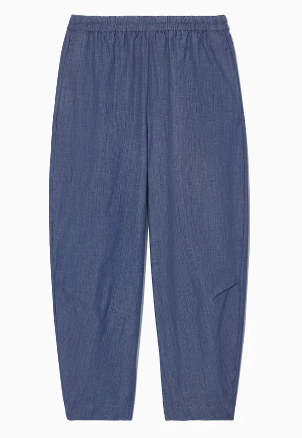 RELAXED-FIT ELASTICATED CANVAS TROUSERS