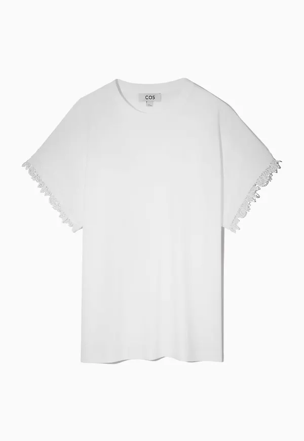RELAXED-FIT LACE-TRIMMED T-SHIRT