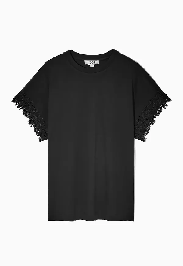 RELAXED-FIT LACE-TRIMMED T-SHIRT