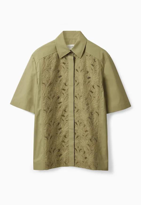 RELAXED-FIT LACE PANEL SHIRT