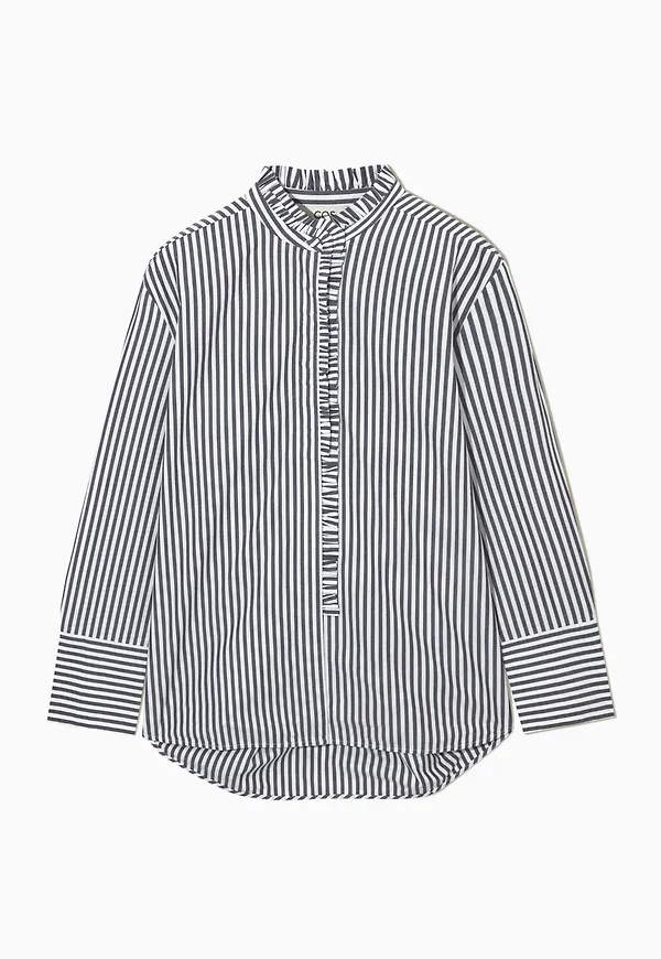 RELAXED-FIT RUFFLED POPLIN SHIRT