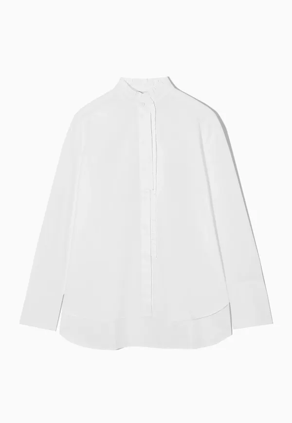 RELAXED-FIT RUFFLED POPLIN SHIRT