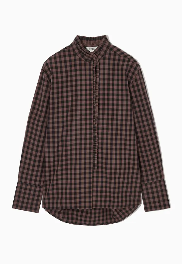 RELAXED-FIT RUFFLED POPLIN SHIRT