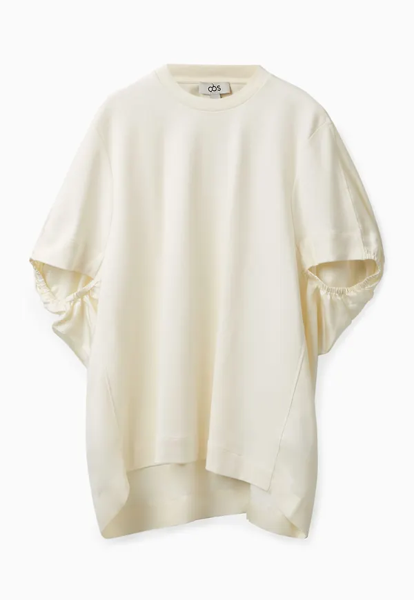 RELAXED-FIT SILK PANEL T-SHIRT