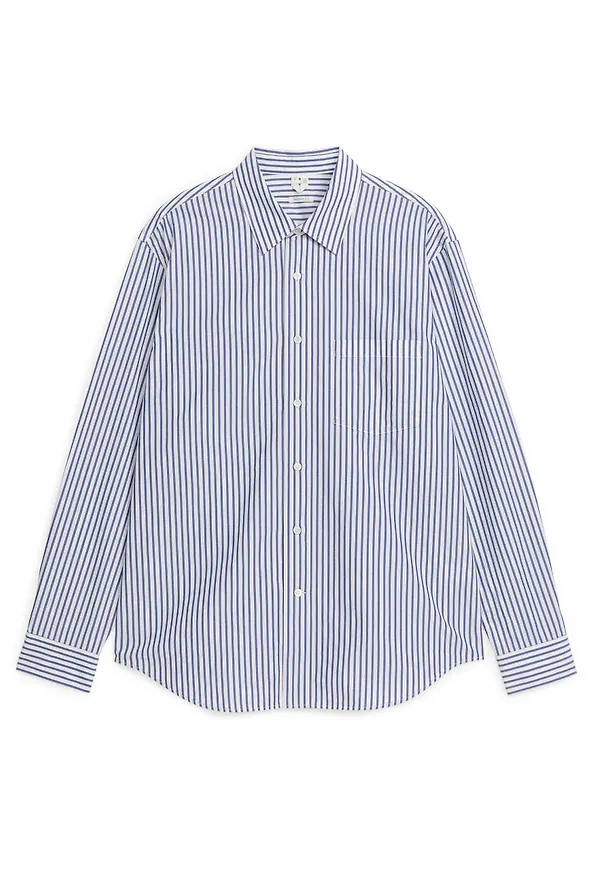 Relaxed Cotton Poplin Shirt - Blue