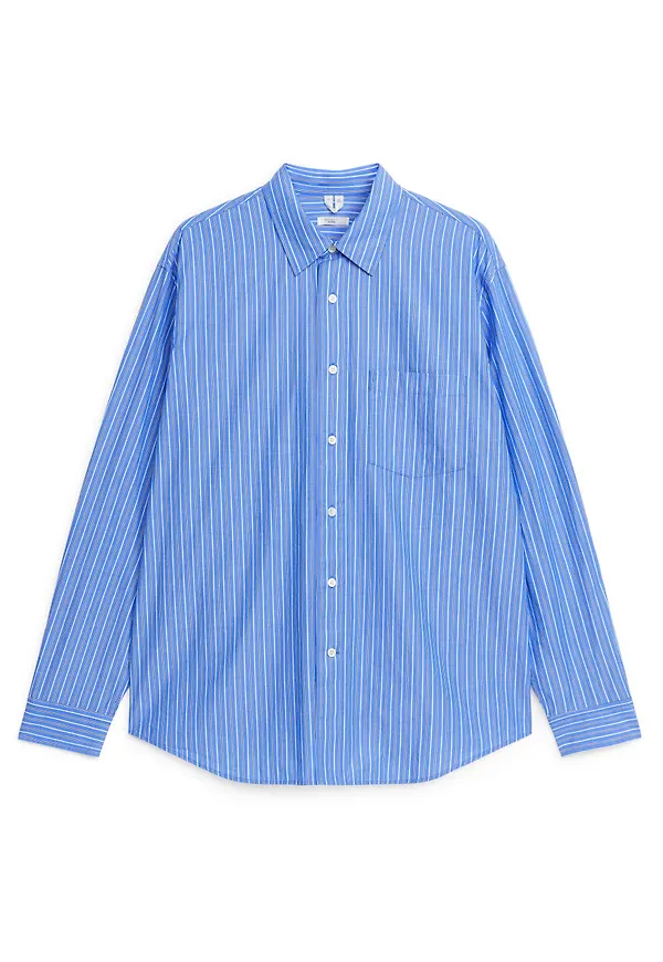 Relaxed Cotton Poplin Shirt - Blue