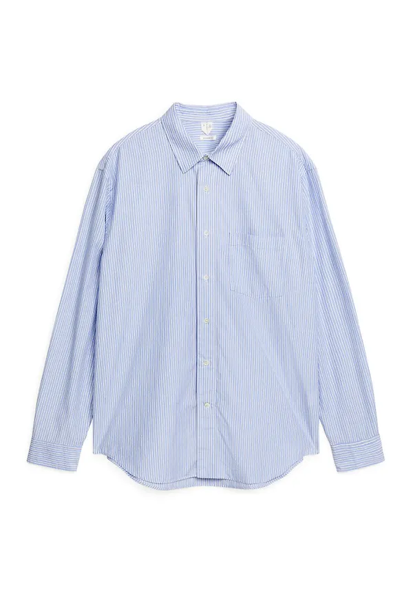 Relaxed Cotton Poplin Shirt - Blue