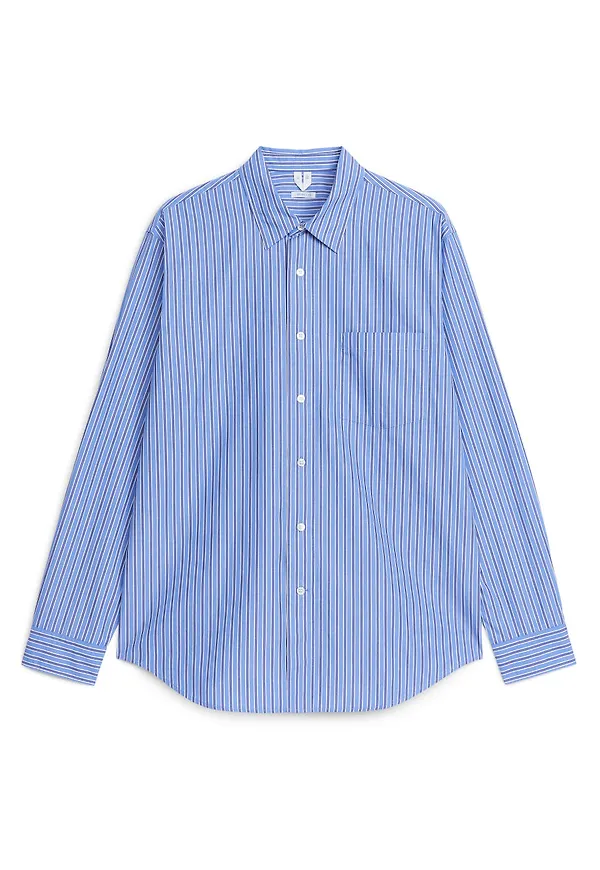 Relaxed Cotton Poplin Shirt - Blue