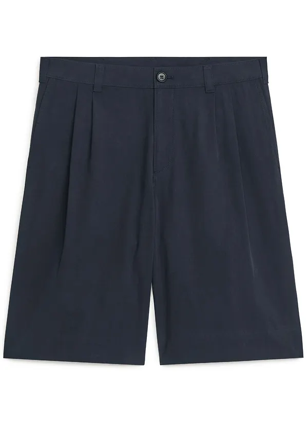 Relaxed Cotton Shorts - Blue