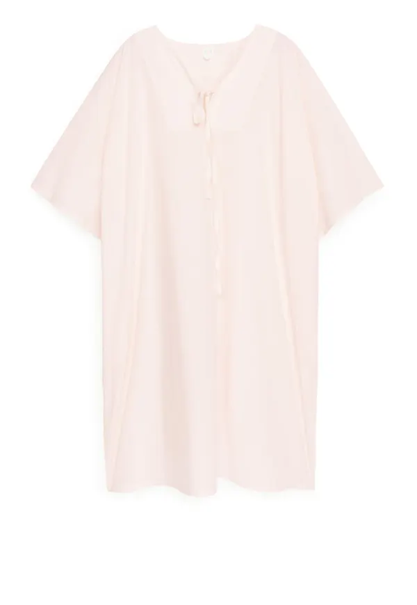 Relaxed Cotton Tunic Dress - Pink