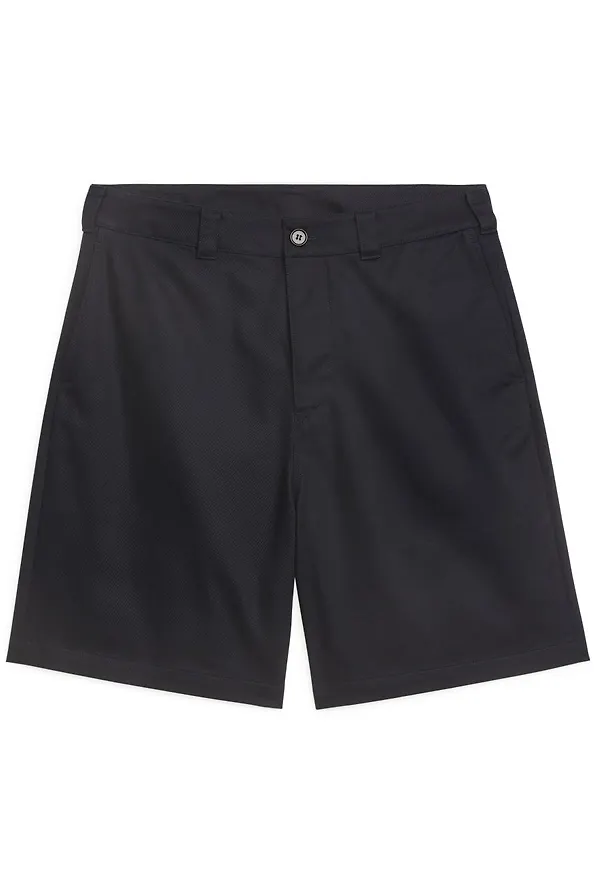 Relaxed Cotton Twill Shorts - Blue