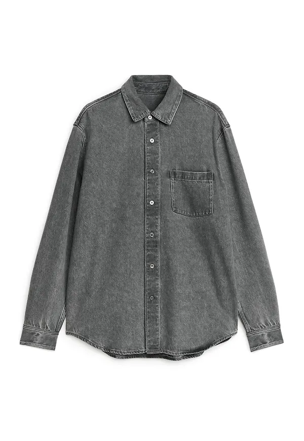 Relaxed Denim Shirt - Grey