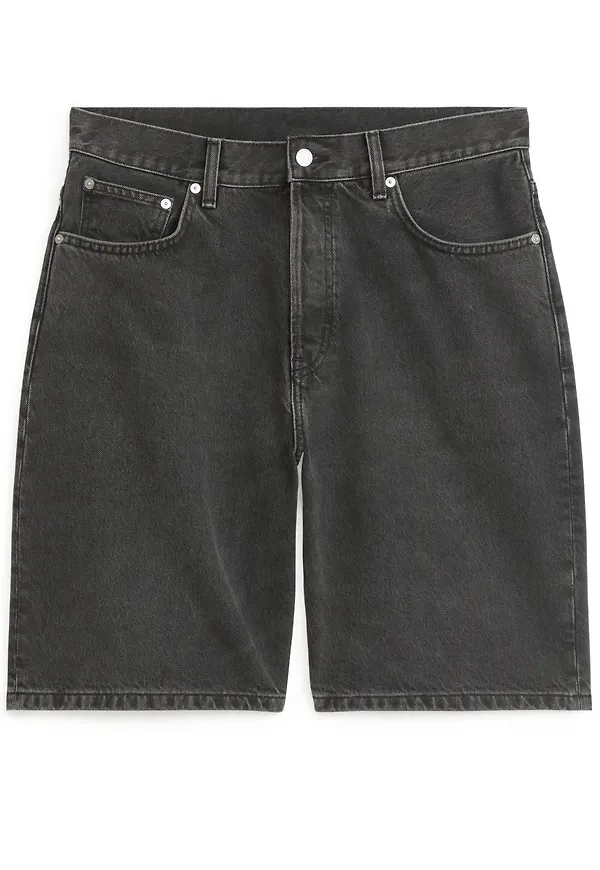 Relaxed Denim Shorts - Black