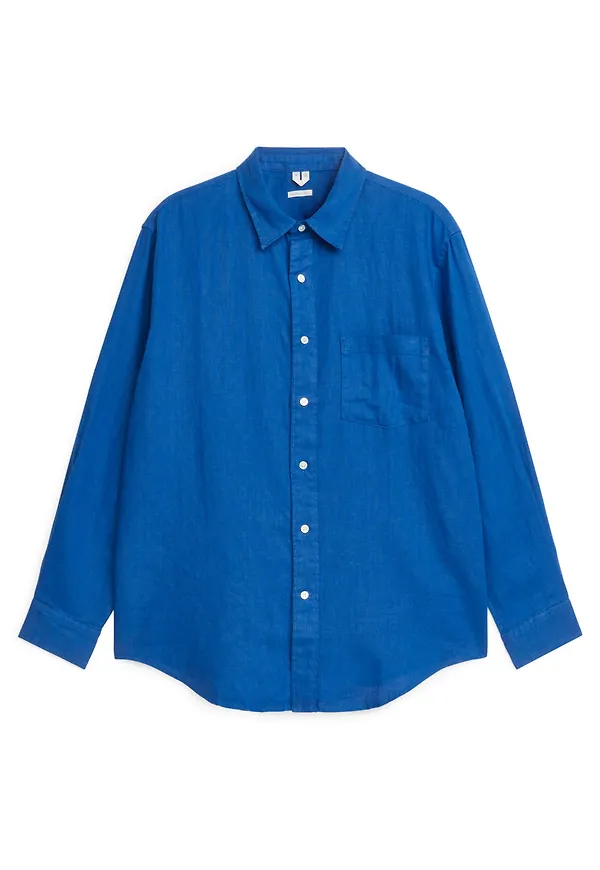 Relaxed-Fit Linen Shirt - Blue