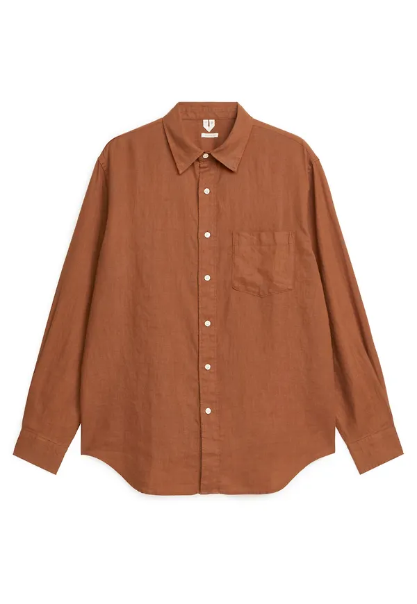 Relaxed-Fit Linen Shirt - Orange